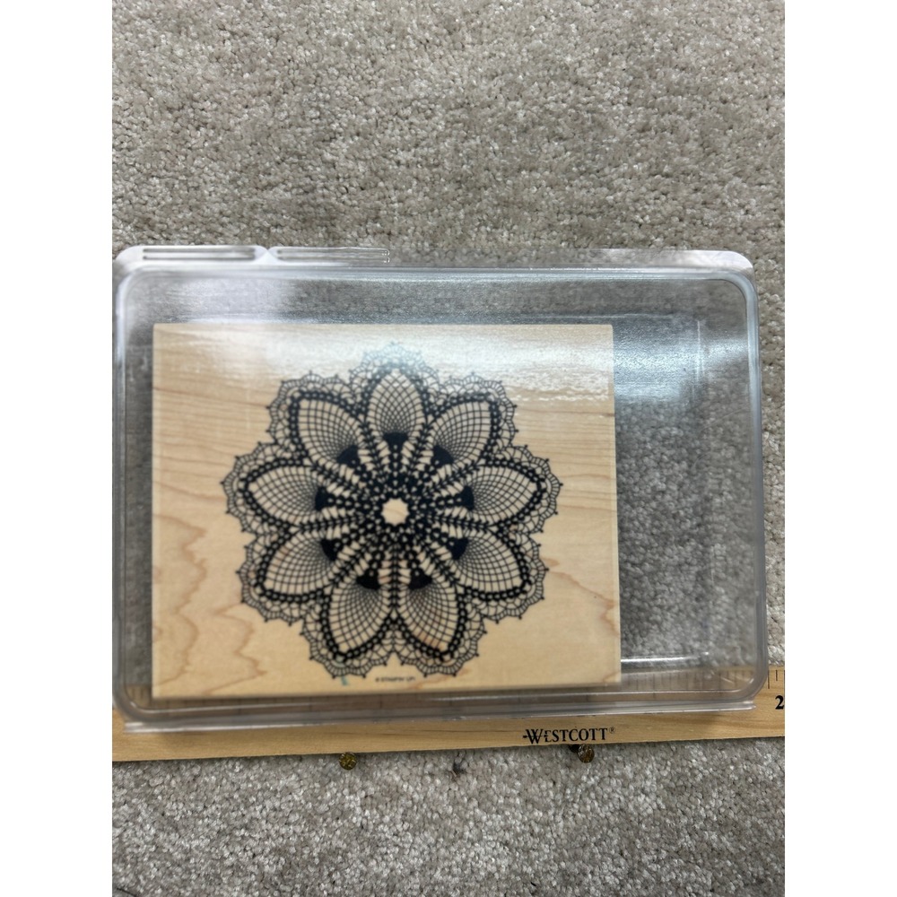 Stampin Up Hello Doily 122845 Wood Mount Rubber Stamp Lace Mandala Background